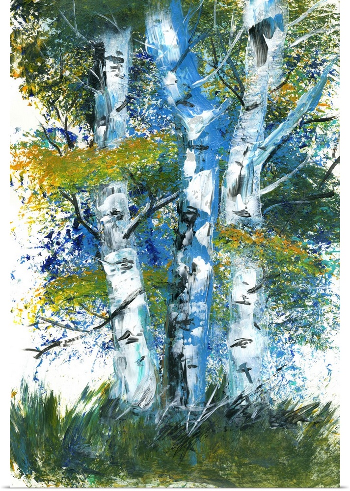The striking birch tree is a work of art!