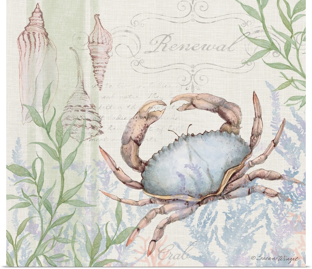 This blue crab scene brings the coast into your home.