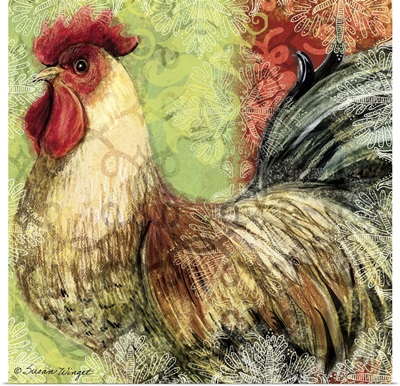 Bohemian Rooster on Light Green