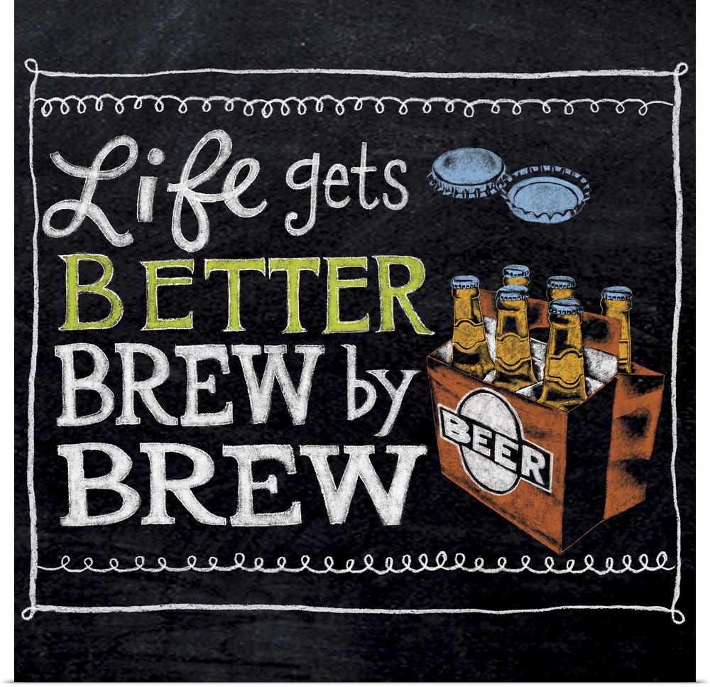 The Craft Beer trend gets a fun take with this art. Great for a bar or den.