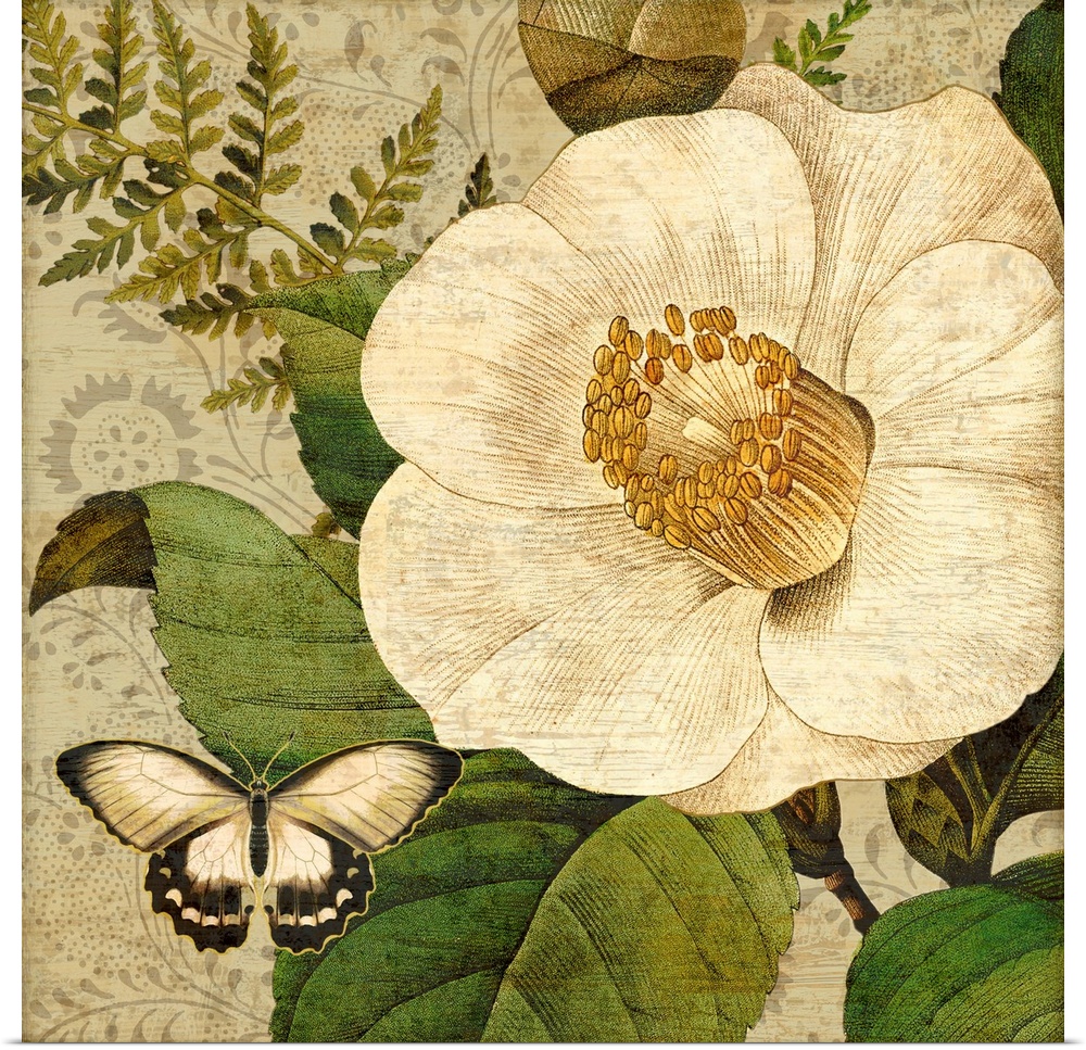 Beautiful floral art in neutral tones will grace any wall.
