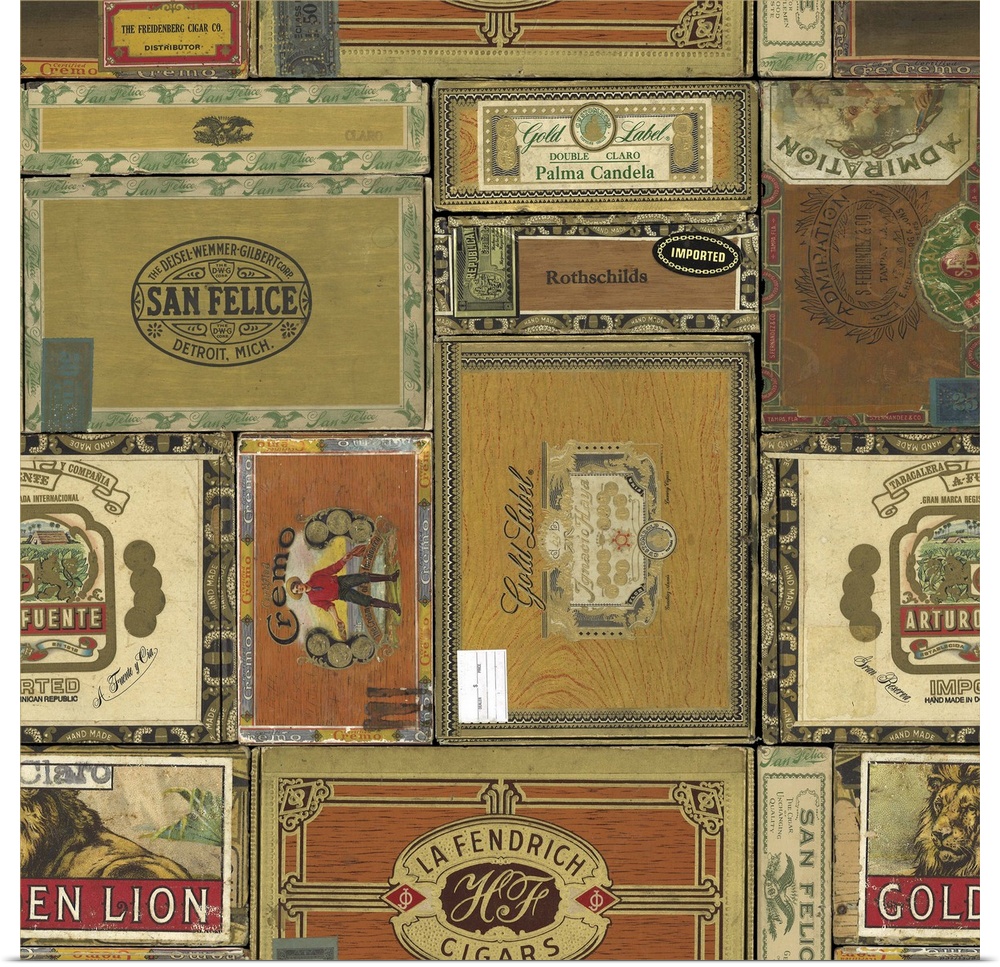 Cigar label art is stylish art for den, study or man cave!
