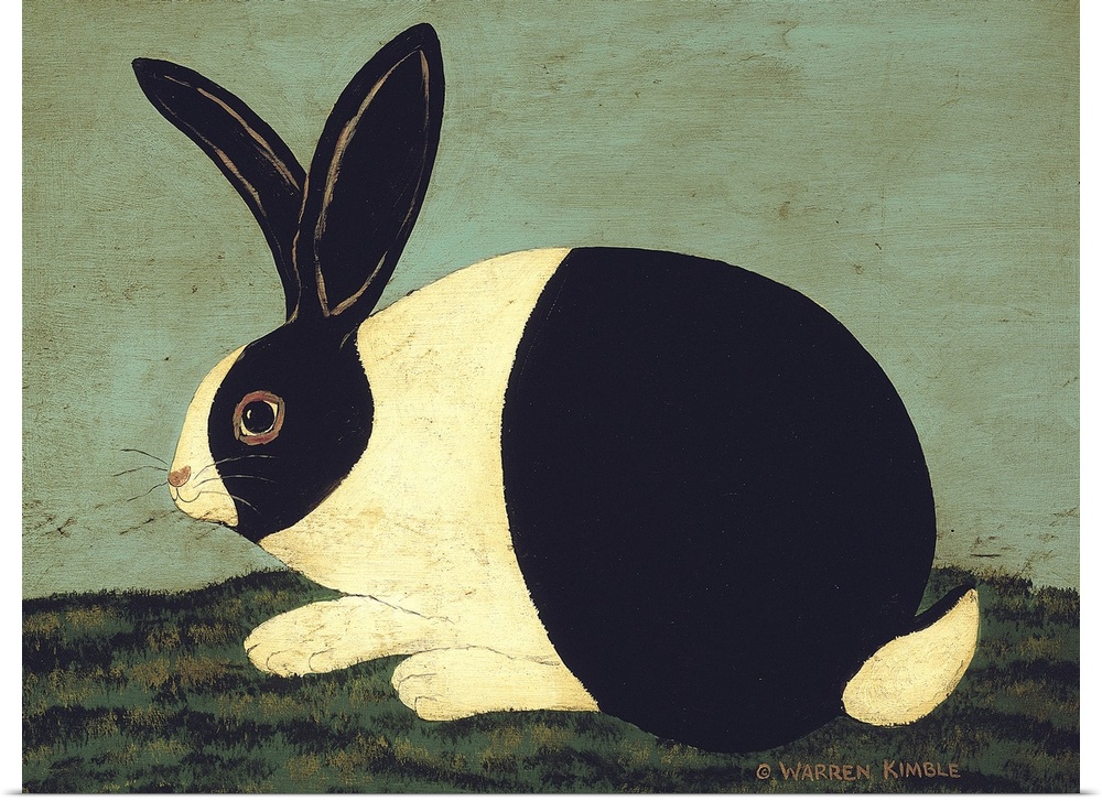 Americana bunny scene by renowned folk artist Warren Kimble