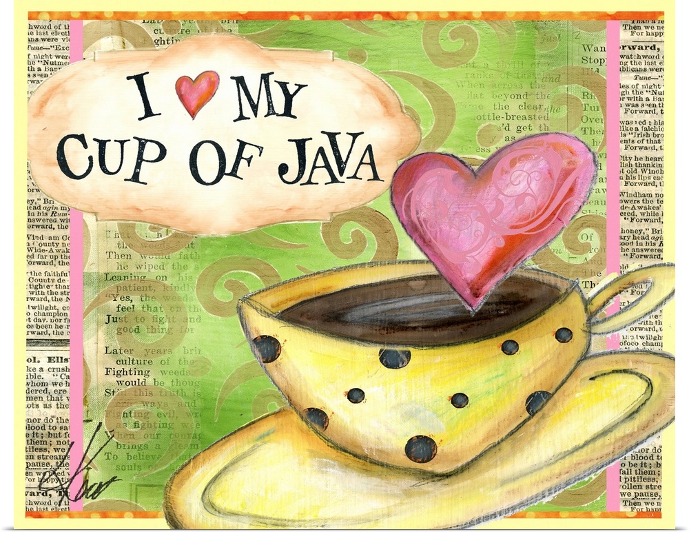 Coffee lovers will savor this charming piece of art.