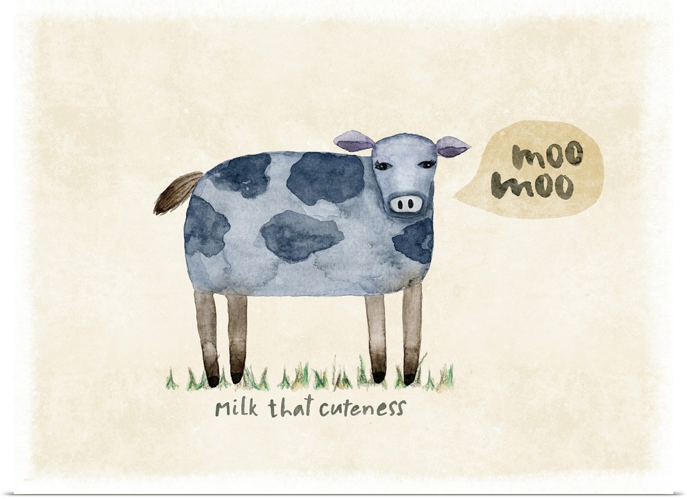 Whimsy abounds in this sweet depiction for a cow.