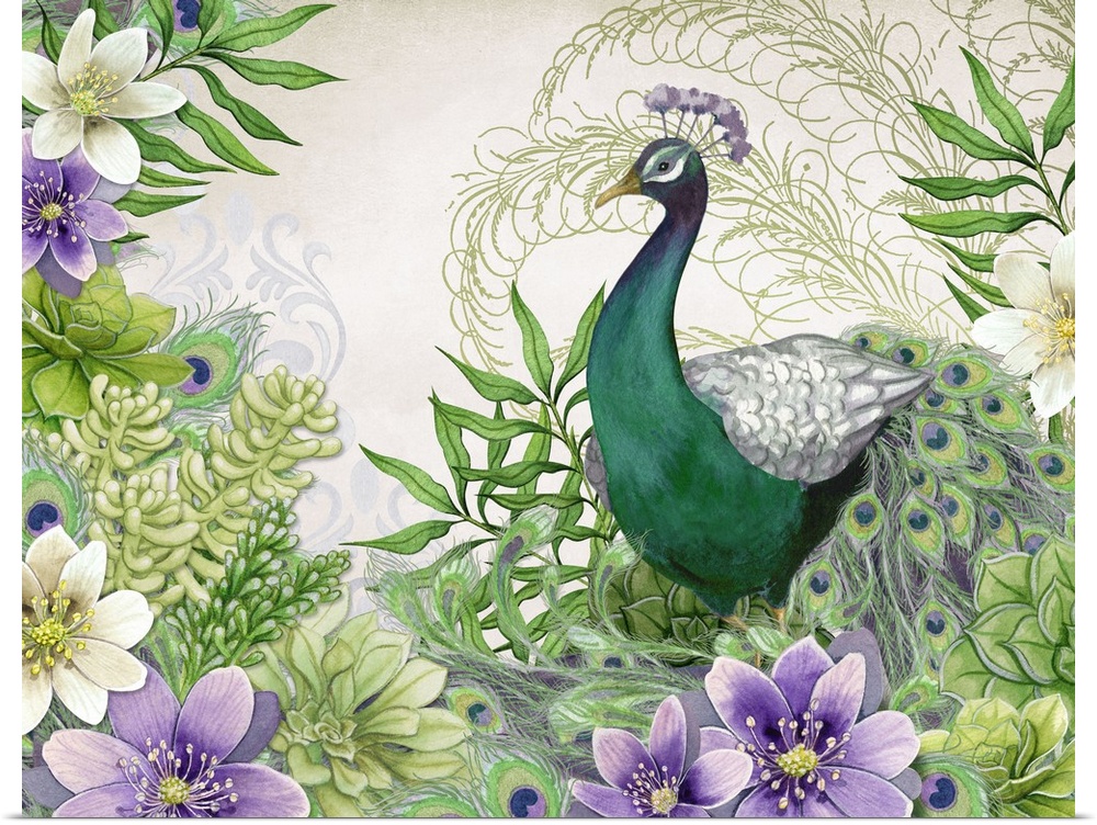 The proud peacock adds a decorative flourish to any decor!