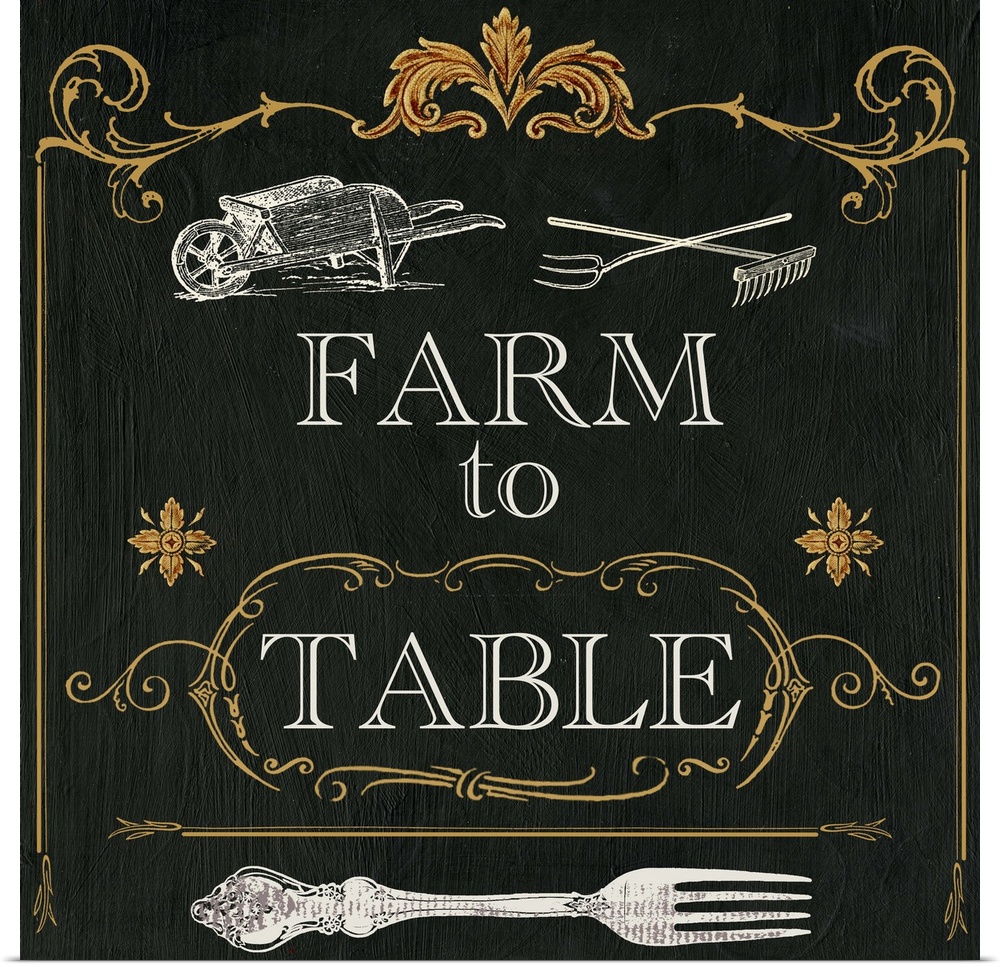 Farm to Table chalkboard signage makes great decor for kitchen or dining room.