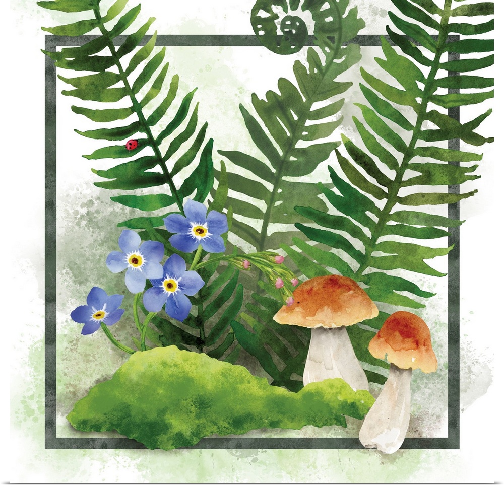 Ferns and mushrooms will be a a woodsy feel indoors.