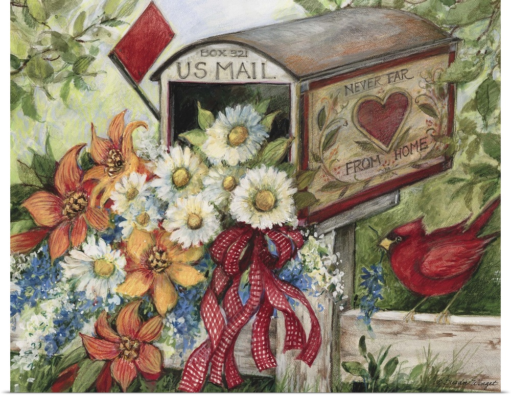 Flowers are the delivery in this mailbox.