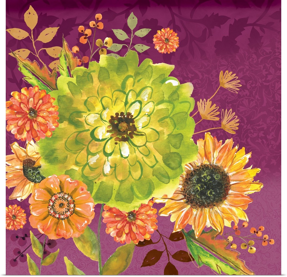 Bright, splashy floral treatment will add a burst of color to your decor.