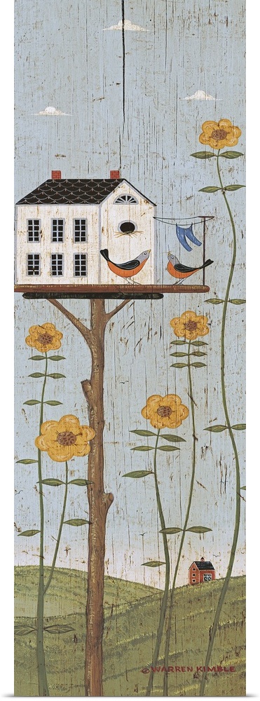 Americana birdhouse panel by renowned artist Warren Kimble