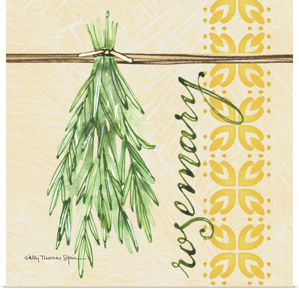 A lovely botanical treatment for the rosemary leafa perfect kitchen decor accent.