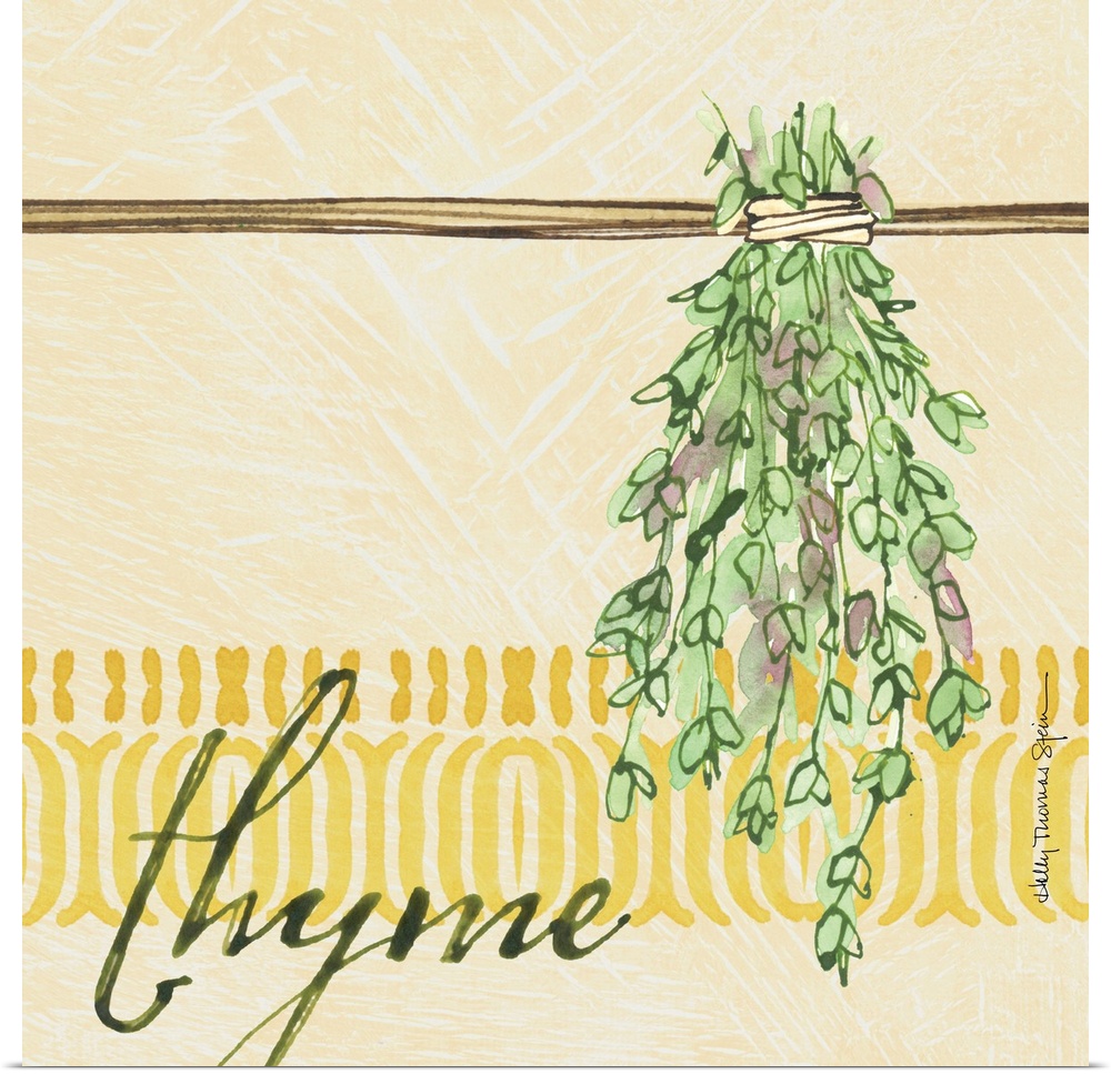 A lovely botanical treatment for the thyme leafa perfect kitchen decor accent.
