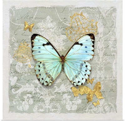 Gilded Butterfly on Grey