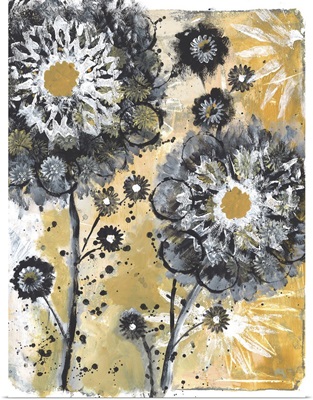 Gold And Silver Flower Print