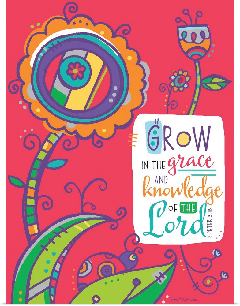 Colorful floral arrangement with meaningful Scripture excerpts.