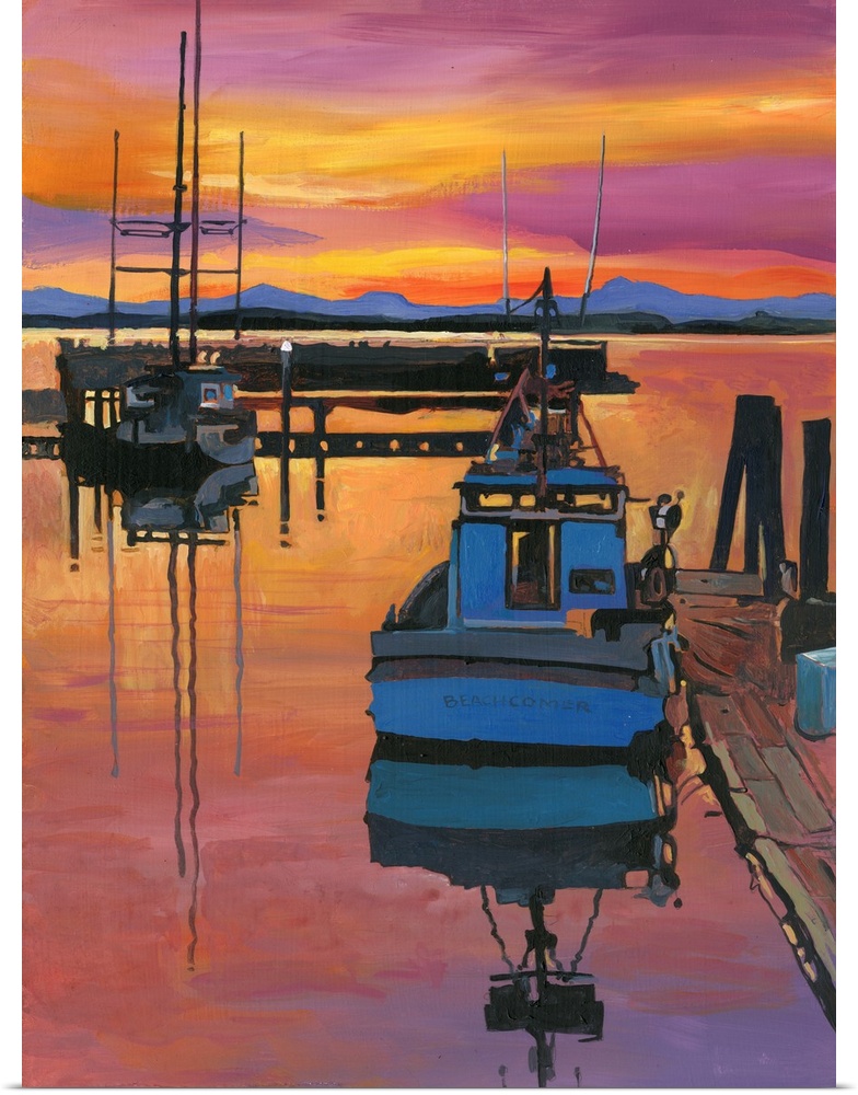 A red sky faces the fearless boater in this beautiful boat scene.
