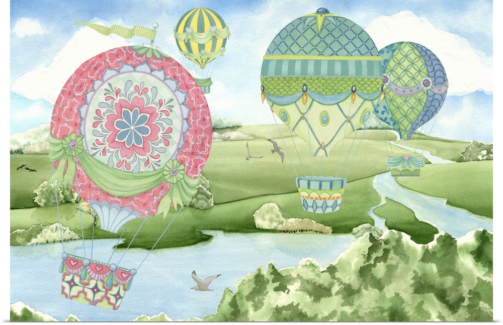 Soar in the clouds with this charming Hot Air Balloon image!