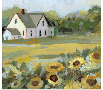 House In Sunflower Field