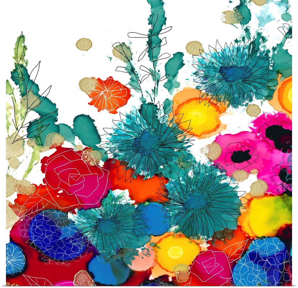 The loose style of alcohol inks makes this colorful floral image an impact statement.