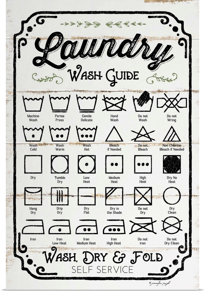 Typographic laundry art on a shiplap wood background.