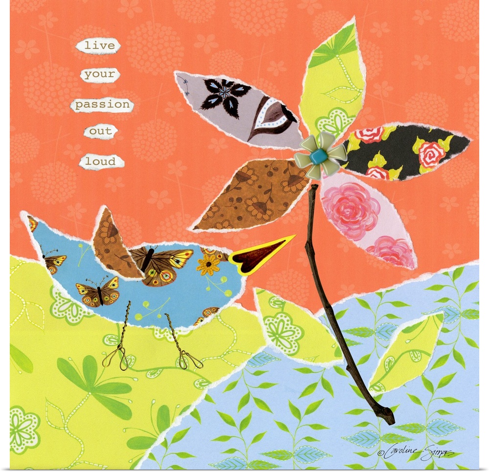 Bright, colorful, inspirational, cut paper collage flowers!