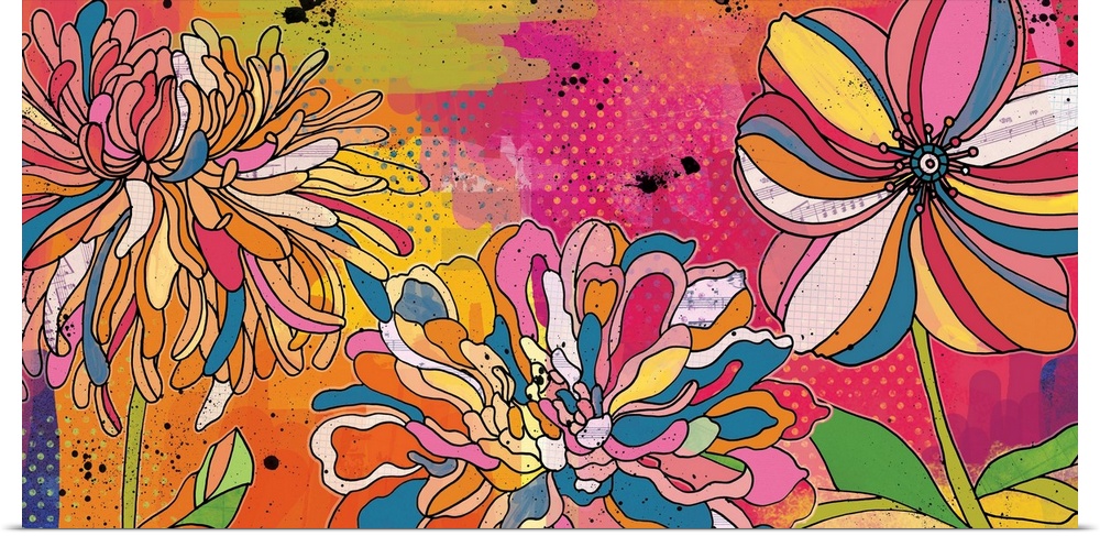 Bright, bold floral art makes an impact on the wall
