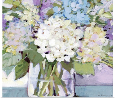 Periwinkle & White Hydrangeas Bouquet