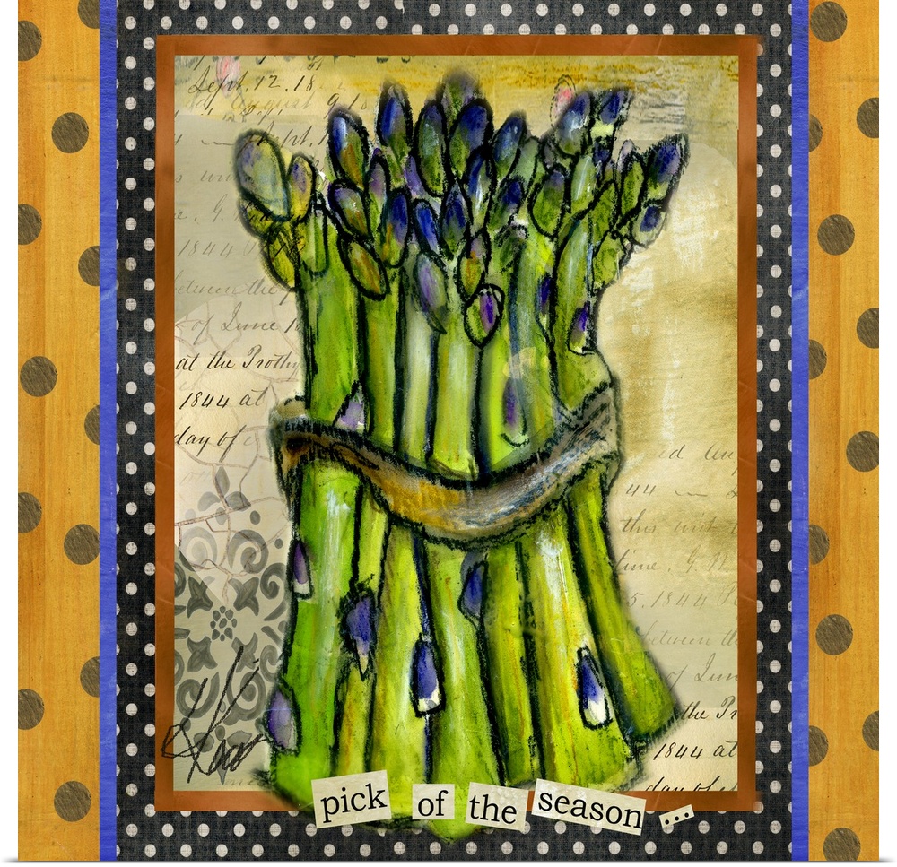Whimsical asparagus spears, great for kitchen motif
