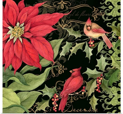 Poinsettia with Cardinals