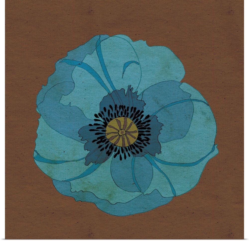 Bold, contemporary poppies in an earthy palette offer a striking decor choice!