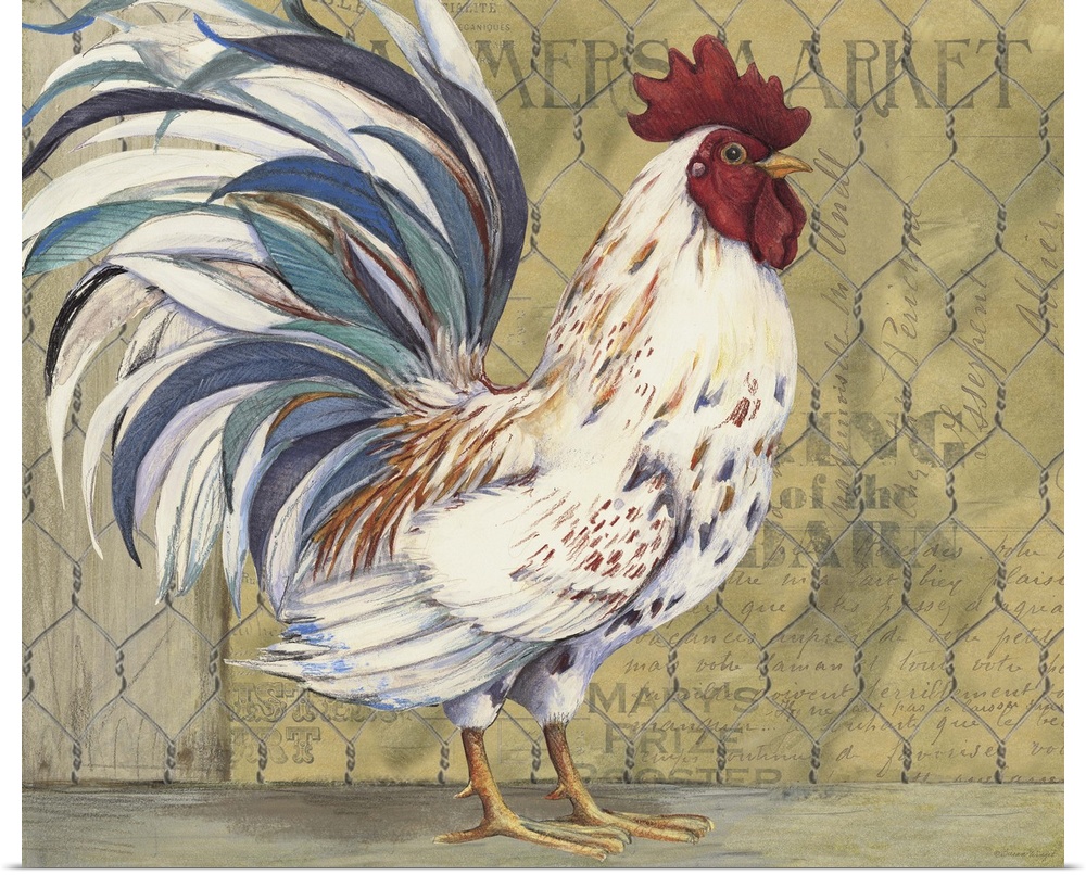 Sophisticated country rooster adds warmth to dining room, kitchen and more.