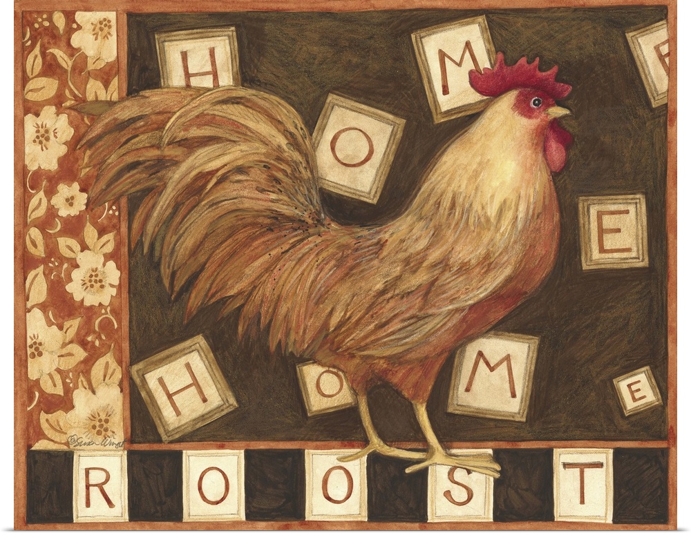 Roosters inspired by word tiles adds playful, homey touch to your decor