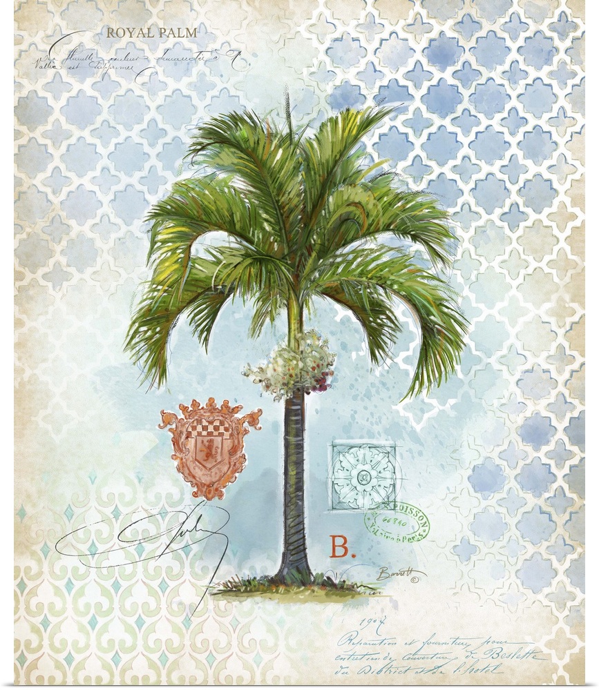 Classic treatment of the lovely palm tree, fine art look for any decor style.
