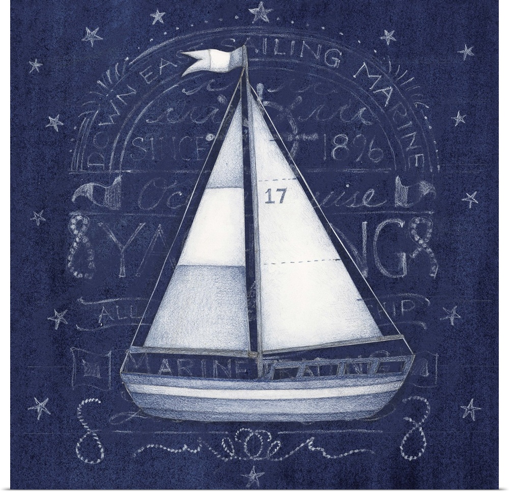 A striking sailboat motif adds a nautical accent to your home decor.