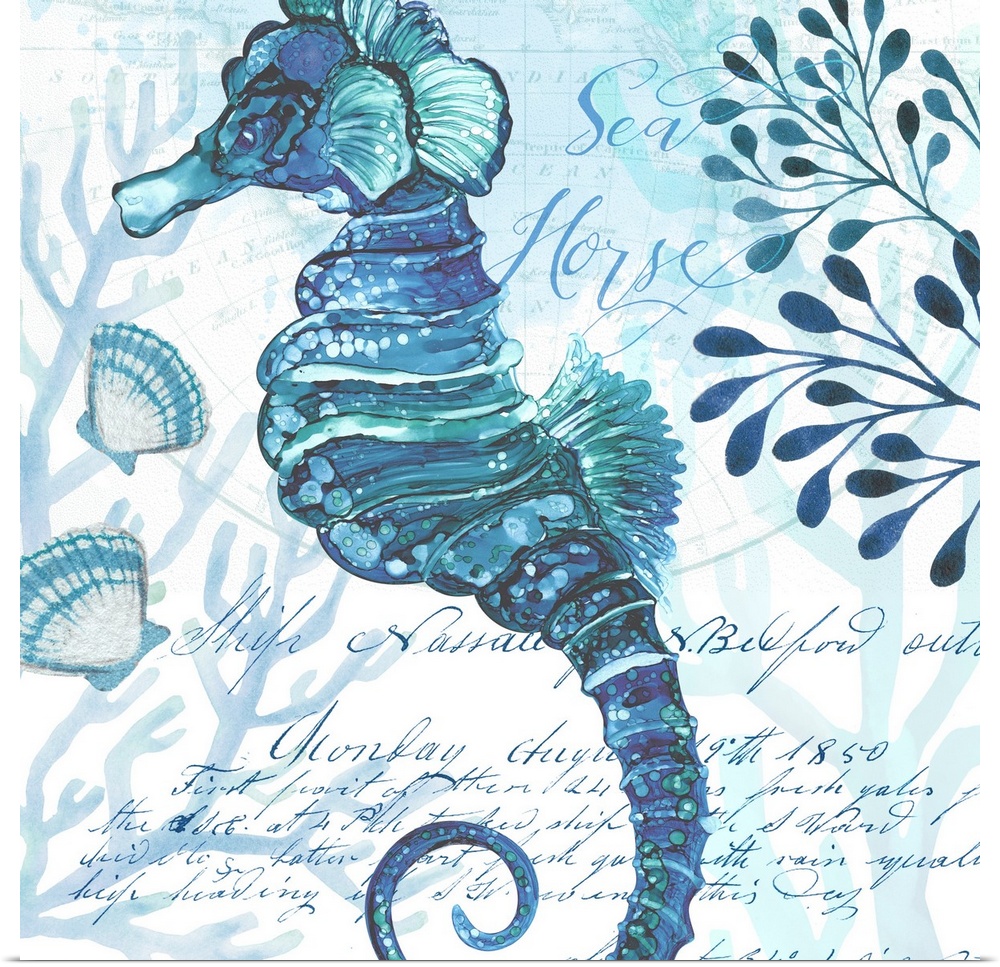 The beauty of ocean life is on display with this blue-toned seahorse scene.