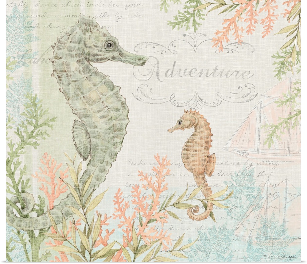 This seahorse scene brings the coast into your home.