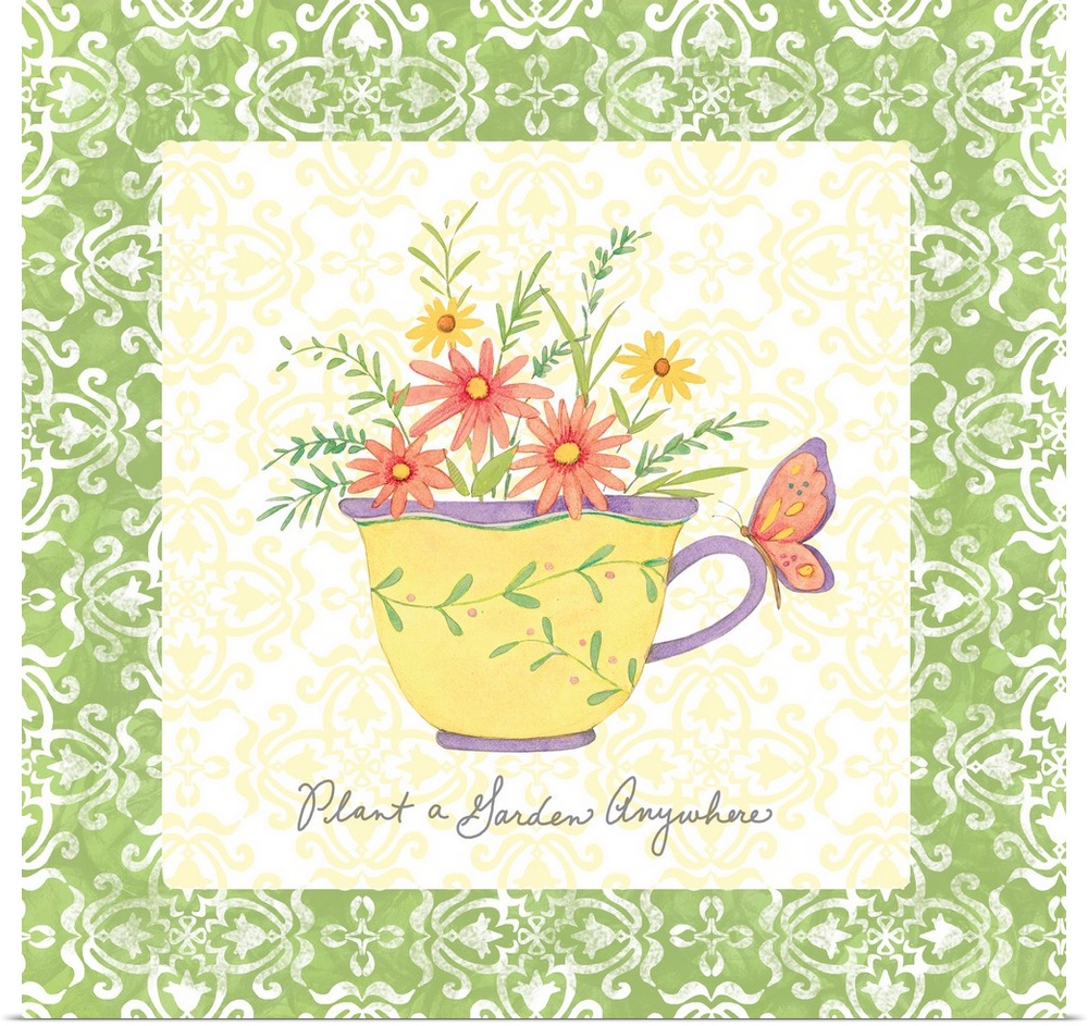 Charming and sentimental teacup image adds sweetness to the kitchen!