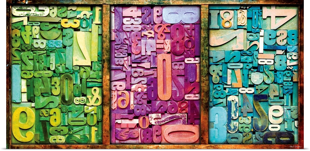 Colorful numbers and symbols are turned into edgy docor perfect for the home or office.