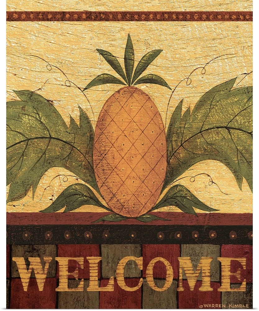 Americana pineapple, symbol of hospitality, by renowned folk artist Warren Kimble