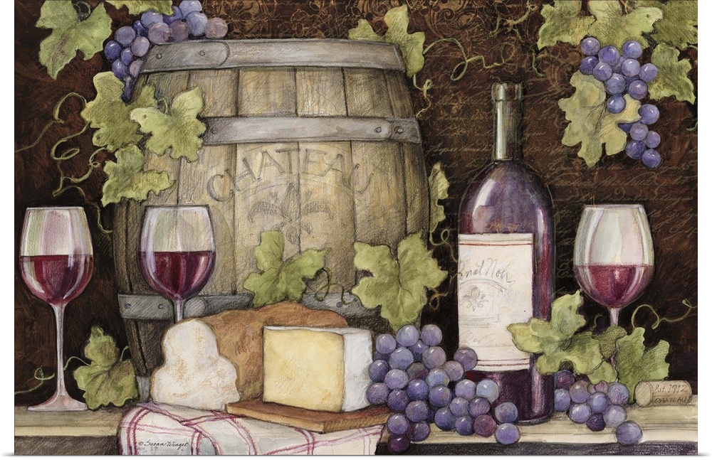 Wine vignette captures the essence of the vineyard.