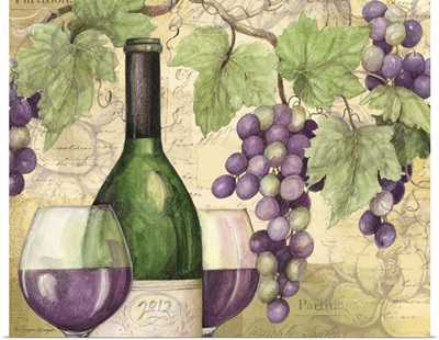 Wine Bottle and Grapes