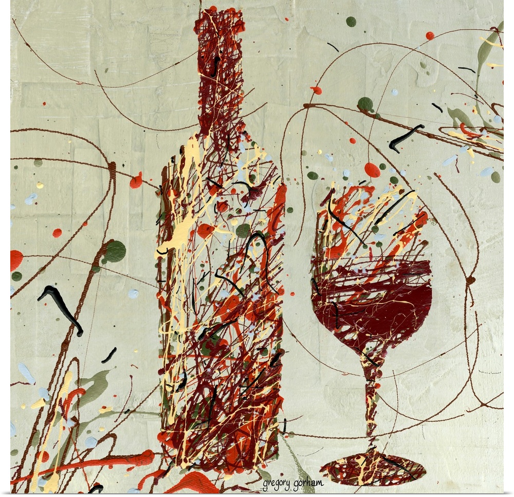 Contemporary, abstract interpretation of wine bottles