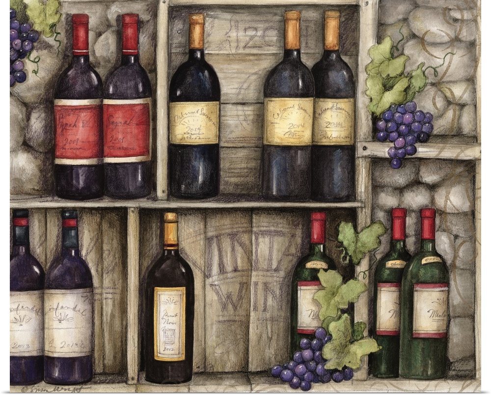 Wine vignette that makes a tasteful statement to any decor.