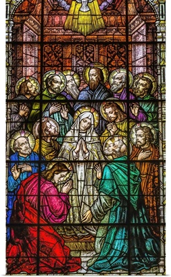 Adoration Of Virgin Mary Disciples Stained Glass Gesu Church, Miami, Florida
