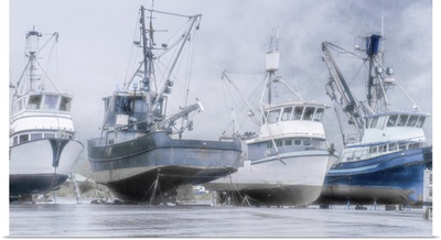 Alaska, Valdez, Fishing Boats On Dry Dock, Artistic Rendering