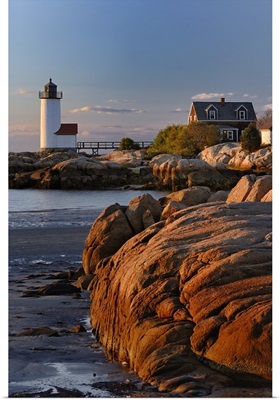 Annisquam Lighthouse at sunset, Wigwam Point, Ipswitch Bay