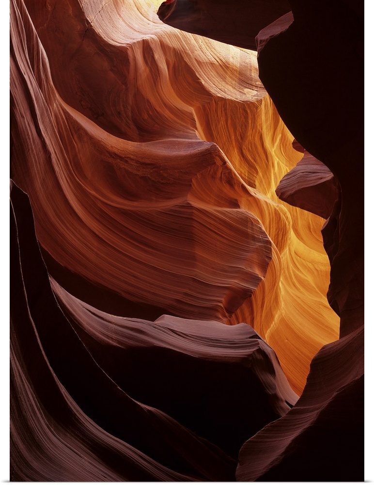 USA, Arizona, Navajo Tribal Land. Reflected sunlight creates amber walls in Antelope Canyon.