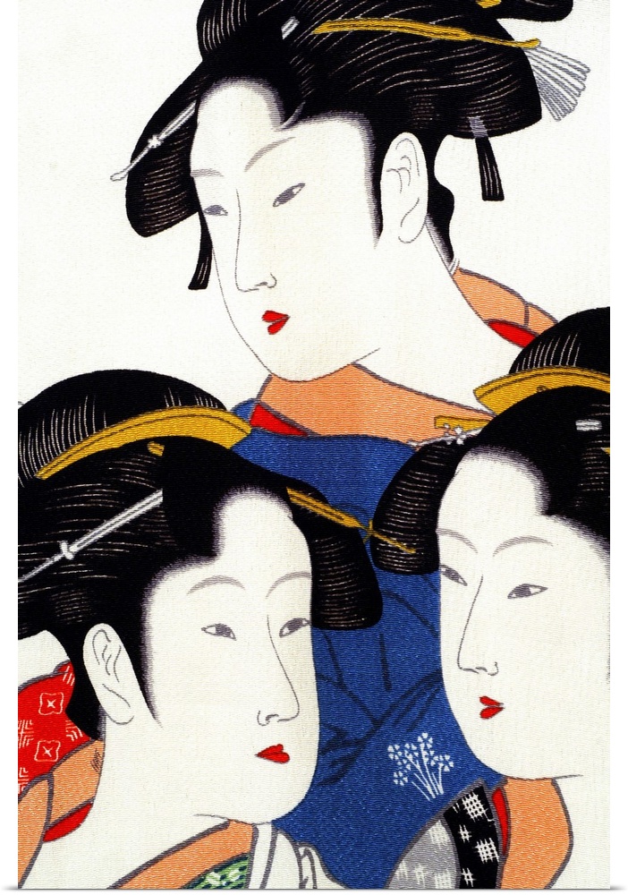 Asia, Japan. Japanese silk art. Female figures on silk. Property release.