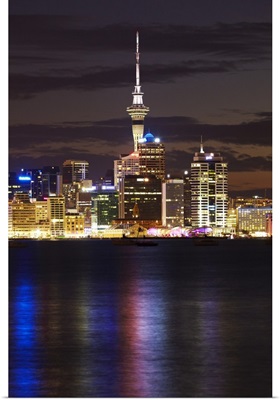 Auckland CBD, Skytower, and Waitemata Harbour, New Zealand